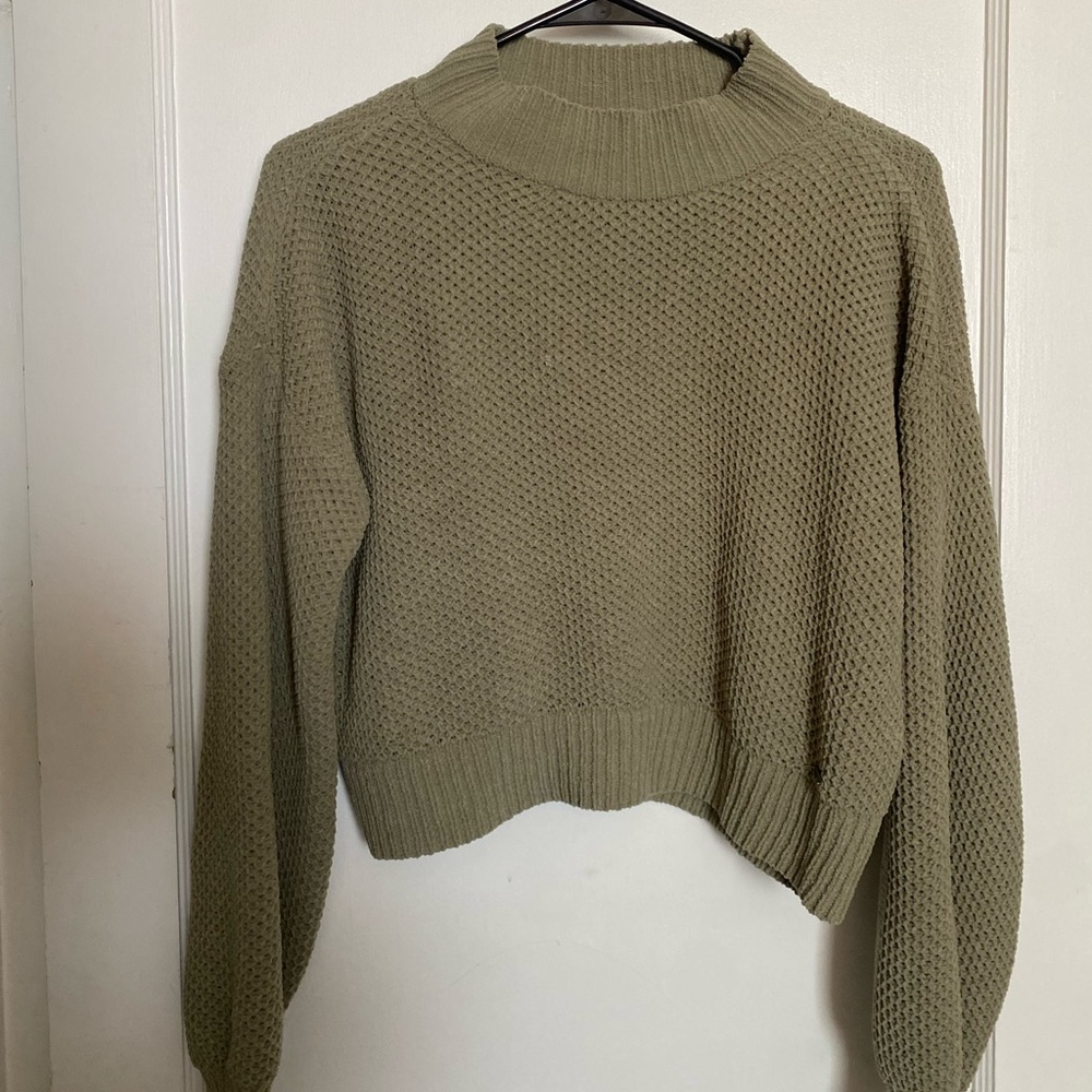 Hollister womens easy cozy waffle mock neck sweater, army green, size xs